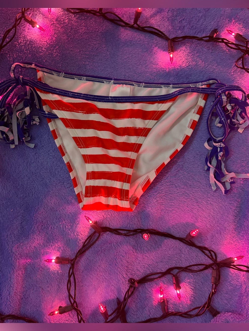 Xhilaration Red, White and Blue Striped Swim Bottoms